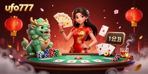 Experience the excitement of ufo777 with a vibrant 3D scene of gameplay and casino elements.