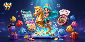 Experience the excitement of slot 77 with a vibrant mermaid princess adventure in underwater casino glory.