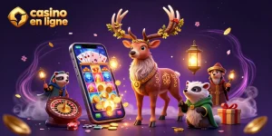 Casino en ligne : illustration de jeux premium avec personnages fantasy et éléments de jeux