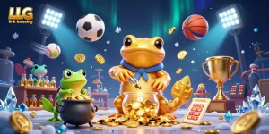 Experience LLG link indexing with a vibrant scene showcasing gold coins and sports betting elements.