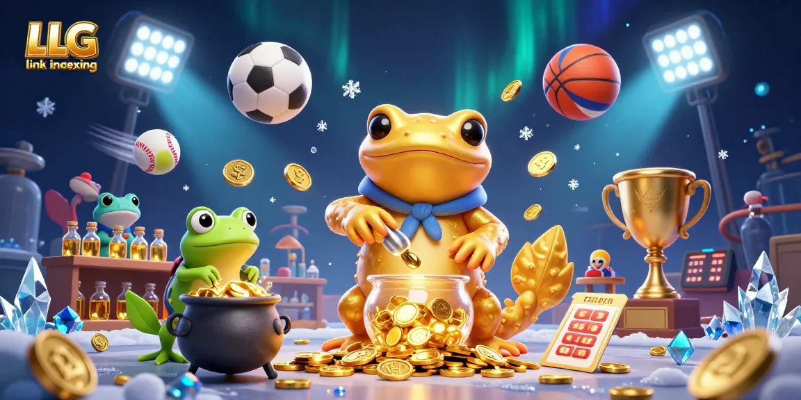 Experience LLG link indexing with a vibrant scene showcasing gold coins and sports betting elements.