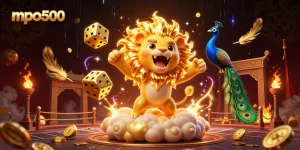 Spin the reels with mpo500 as golden dice fly through a vibrant casino scene, ready for the ultimate win.