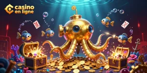Jouez à des jeux innovants sur le casino en ligne avec des illustrations dynamiques de l'océan.