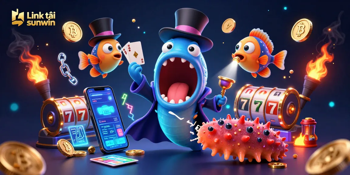 Enhance your gaming experience with Link tải sunwin in a vibrant 3D casino scene featuring lively characters.
