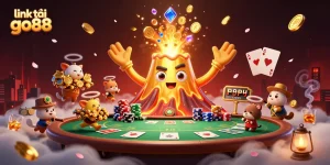 Experience the thrill of winning with link tải go88 as golden treasures erupt from a volcano.