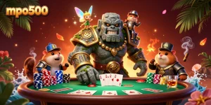 Experience seamless gaming at mpo500 with playful characters and vibrant casino elements