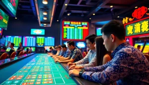 Permainan HK Pools di https://thebjh.com/ yang menampilkan pemain bersemangat di meja kasino virtual.
