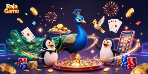 Join the excitement of Raja Game with colorful casino elements and engaging characters.