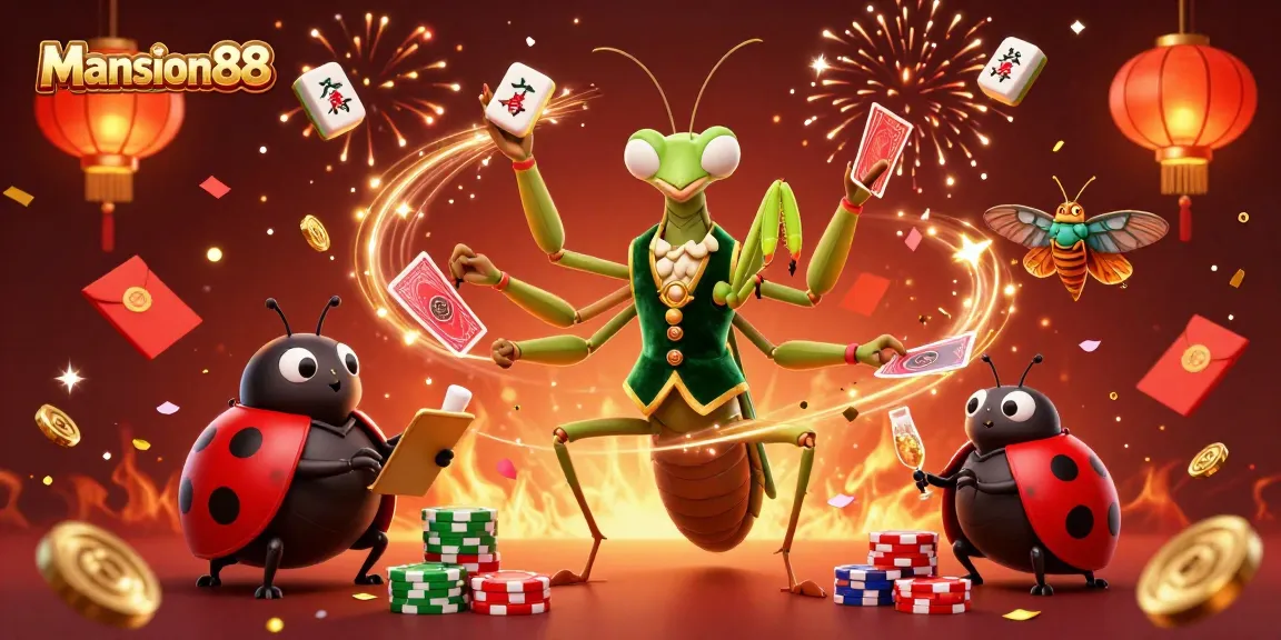 Mansion88 delivers an exciting casino experience with vibrant visuals, card deals, and festive elements.