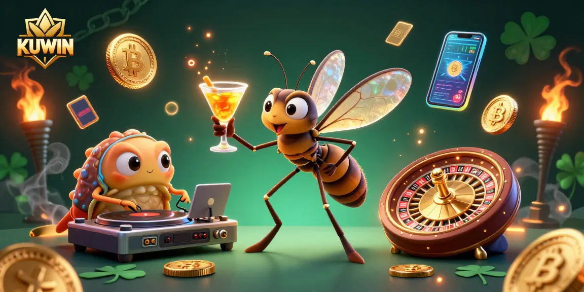 KUWIN casino mascot brings excitement to players with golden cocktails and spinning tables