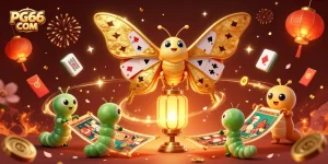Join the excitement of PG66 COM as fortune unfolds with a vibrant 3D casino scene filled with lucky symbols.