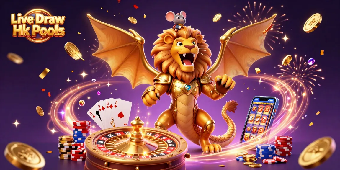 Experience the thrills of Live Draw Hk Pools with dynamic symbols of fortune and gaming excitement.