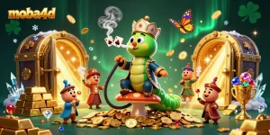 Experience moba4d's thrilling online gaming with a vibrant 3D illustration showcasing a whimsical caterpillar and treasure.
