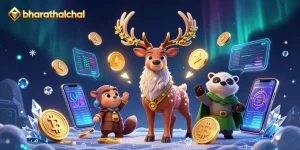 Engage in thrilling games at bharathalchal, featuring vibrant characters and crypto elements!