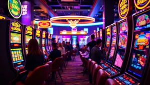 Menang di dingdongtogel.net dengan suasana kasino yang ramai.