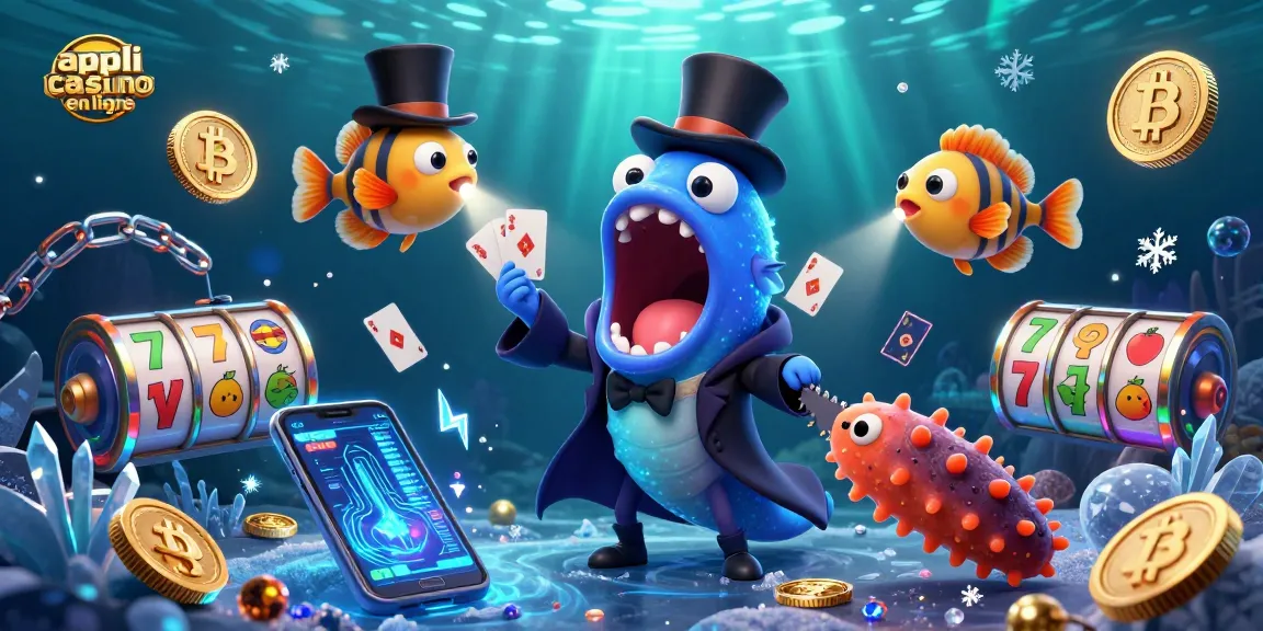 Appli casino en ligne avec une évocation magique dans un monde sous-marin où un poisson exécute des tours de cartes.