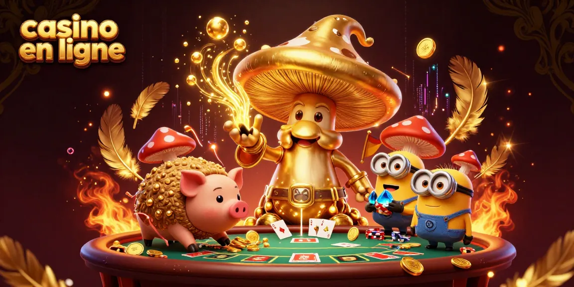 Animation d'un sorcier géant aux champignons avec un cochon truffier, illustrant un casino en ligne animé.