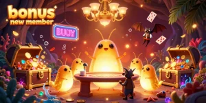 Experience winning with a bonus new member in this vibrant 3D casino illustration brimming with excitement.