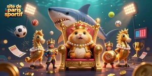 Pariez avec le site de paris sportif, avec un roi hamster et des éléments de sport animés.