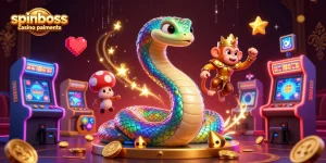 Animations éblouissantes de spinboss casino paiements mettant en scène des personnages extravagants et des machines à sous colorées.