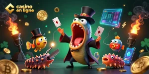 Jouez au casino en ligne avec une scène dynamique d'animaux marins et des éléments de crypto-monnaie.