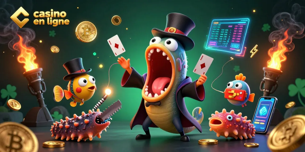 Jouez au casino en ligne avec une scène dynamique d'animaux marins et des éléments de crypto-monnaie.