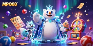 MPO08 offers interactive slot features with vibrant characters and dynamic game elements showcasing excitement.