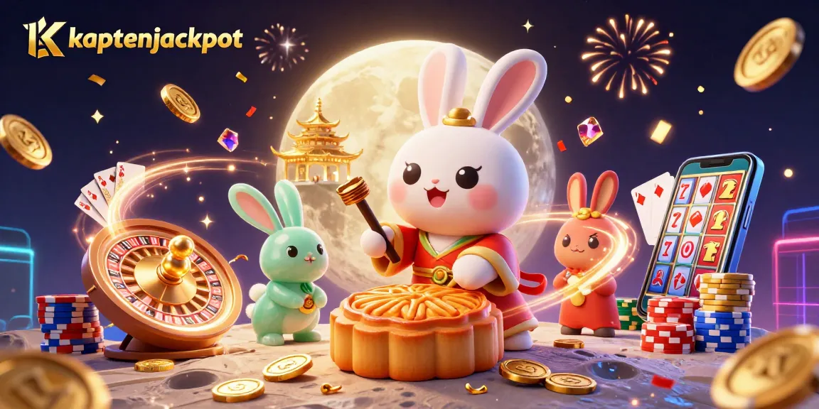 Join the kaptenjackpot festivity as moon rabbits reveal poker treasures under dazzling fireworks.