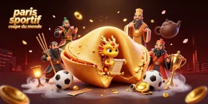 paris sportif coupe du monde : pariez avec des dragons sages et des guerriers aux bâtons sur un fond de casino.