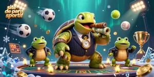 Animations de paris sur le site de paris sportif avec tortue et grenouille en personnages principaux.