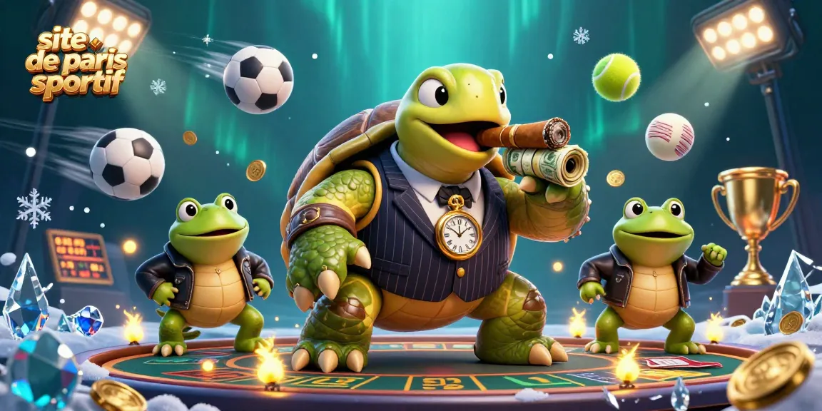 Animations de paris sur le site de paris sportif avec tortue et grenouille en personnages principaux.
