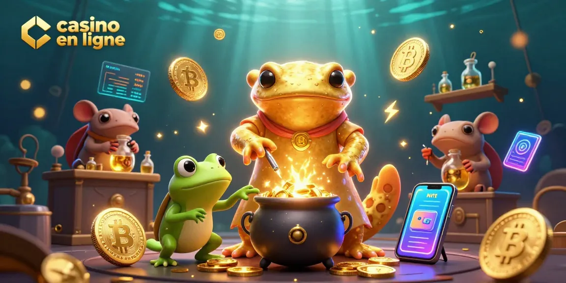 Jouer au casino en ligne avec une illustration animée de salamandre alchimiste et pièces dorées.