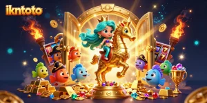 Experience ikntoto with vibrant 3D visuals of a mermaid princess and slot reels bursting with treasures.